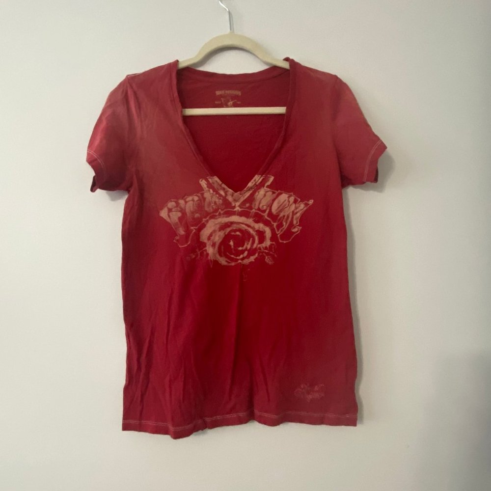 True Religion Faded Look T-shirt - Deep V-Neck